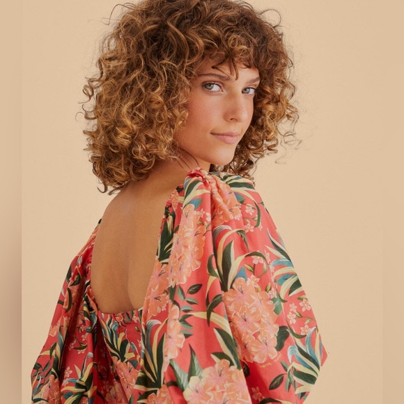 Farm Rio Red Pineapple Bloom Cut Out Midi Dress - Picture 4 of 9